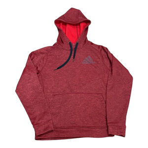 Adidas Hoodie Mens Small Red ClimaWarm Team Issue Pullover Fleece Sweatshirt